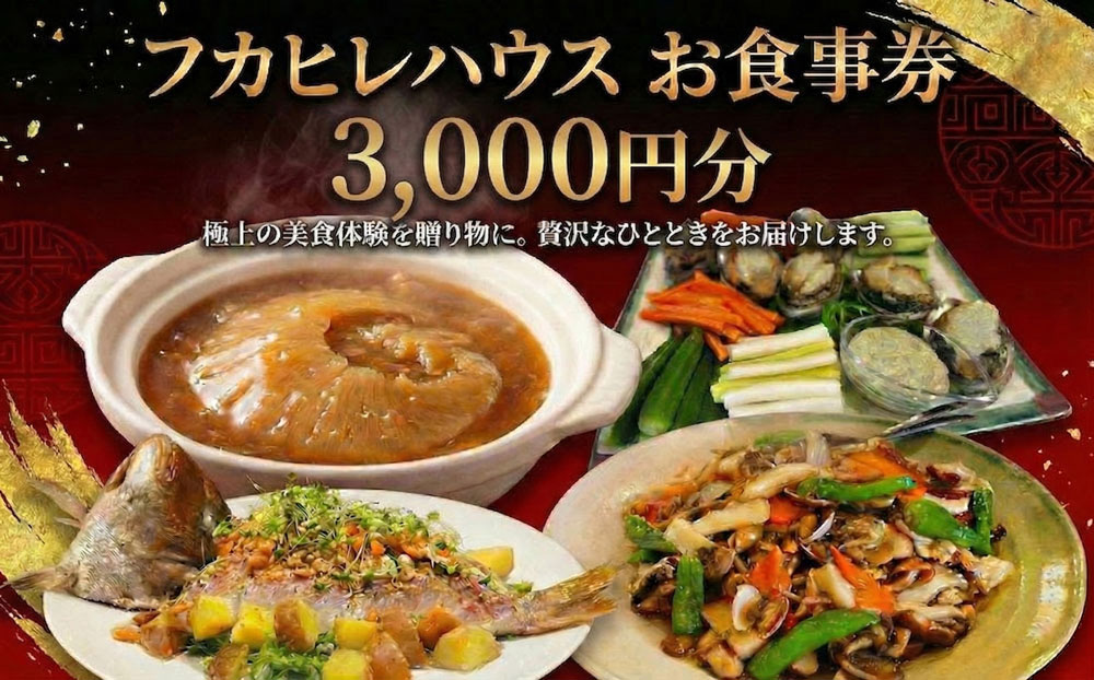 フカヒレハウス で使える お食事券 ( 3000円分 )  夕食 昼食 九十九里