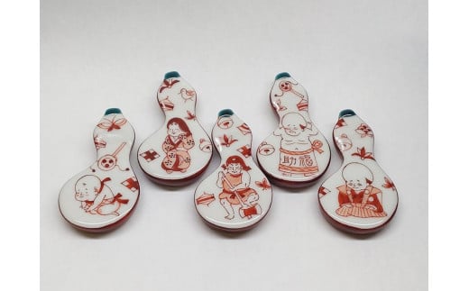 箸置セット 赤絵人物 福徳 九谷焼  石川 金沢 加賀百万石 加賀 百万石 北陸 北陸復興 北陸支援