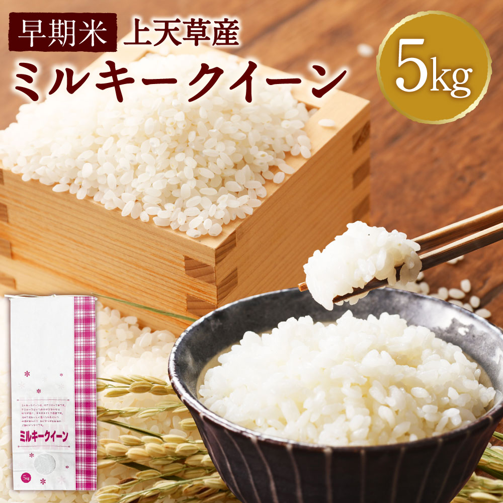 【ふるさと納税】早期米 令和7年産 上天草産 ミルキークイーン 5kg お米 おこめ 単一原料米 低アミロース米 うるち精米 白米 おにぎり お弁当 ご飯 ごはん 熊本県産 国産 九州 熊本県 上天草市 送料無料【2025年8月下旬～10月上旬配送予定】