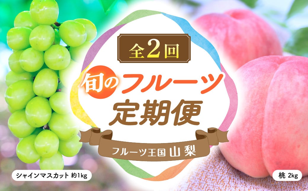 
            【2025年分発送】旬のフルーツ定期便（2種）定期便 定期 フルーツ定期便 くだもの定期便 先行予約 先行 予約 山梨県産 産地直送 フルーツ 果物 くだもの ぶどう ブドウ 葡萄 シャイン シャインマスカット 桃 モモ 新鮮 人気 おすすめ 国産 山梨 甲斐市 贈答 ギフト お取り寄せ 朝どれ AV-37
          