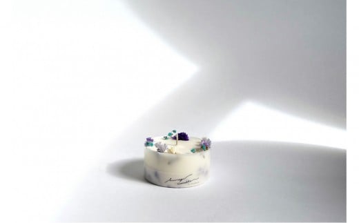 ロスフラワーで作る、ソイリースボタニカルキャンドル　【ブルーグリーン＆パープル】（シトラスの香り）