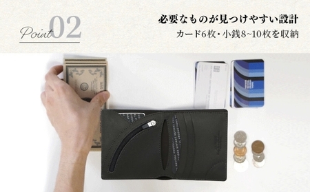 二つ折り財布 R-42 AirWallet tanned leather ブラック 黒 革財布