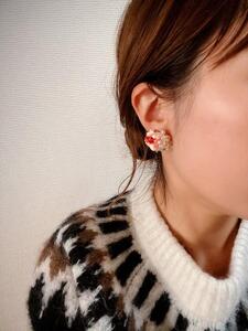 【宝石珊瑚】 (選べる) 赤、白、ピンク珊瑚の刺繍ピアス イヤリング 【株式会社ケンセン35】 [ATAR050-02]