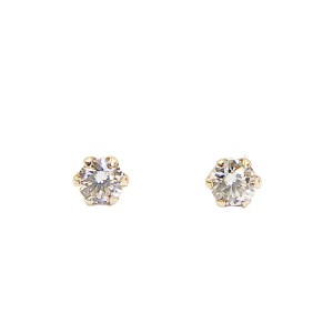 １０金 イエローゴールド製 ダイヤモンド 一粒 スタッドピアス Total 0.10ct 【1449552】