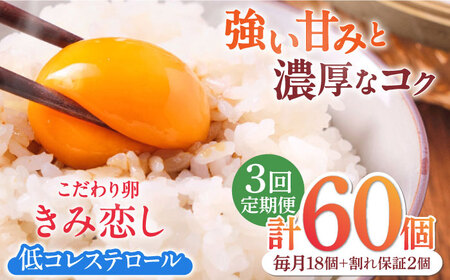 【3回定期便】【卵】きみ恋し 箱入り 20個（18個+割れ保証2個）×3ヶ月 総計60個  [AFAJ005]
