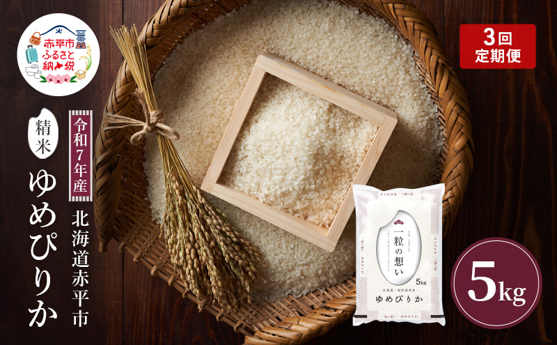【先行予約】令和7年産 北海道 赤平産 ゆめぴりか 5kg 3ヵ月連続お届け 白米 精米 米 北海道 ごはん ご飯 ライス おにぎり 定期便 定期 お楽しみ 3回