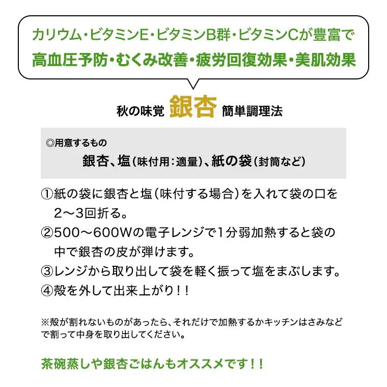 【 先行予約 】10月上旬以降発送 銀杏 ぎんなん 約1kg 殻付き Lサイズ 小分け