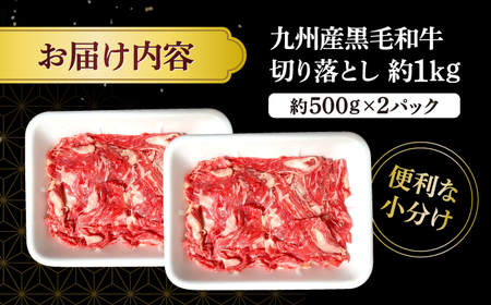 【小分けで使いやすい】西海市産黒毛和牛 切り落とし 約1kg（約500g×2パック） ＜宮本畜産＞[CFA001]  牛肉 肉 和牛切り落とし 和牛 切り落とし 牛 切り落とし 黒毛和牛 国産国産切り