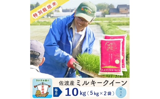 【令和8年産新米 9ヶ月】佐渡島産ミルキークイーン 無洗米 10kg(5kg×2袋） 特別栽培米