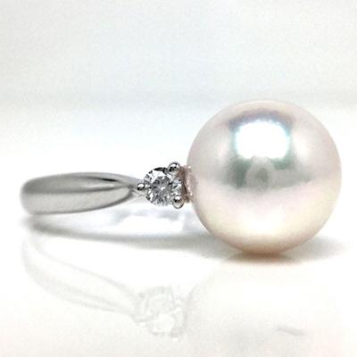 ふるさと納税 志摩市 オーロラ花珠　アコヤ真珠リング  9.0〜9.5ミリ  Pt900  D0.10ctサイズ8〜18号 |  | 01