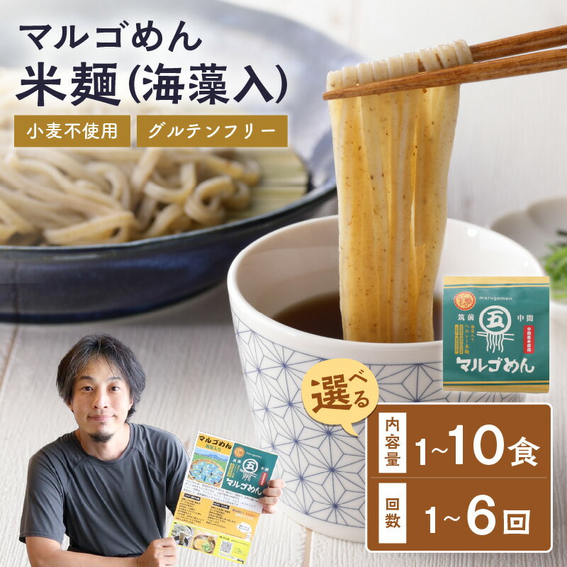 【ふるさと納税】＼選べる内容量・定期便！／マルゴめん米麺(海藻入)1食 4食 10食 回数 1回 3回 4回 6回 中間新名物グルテンフリースローフード　小麦大豆不使用(ご飯なかま) ヘルシー 麺類 国産 送料無料