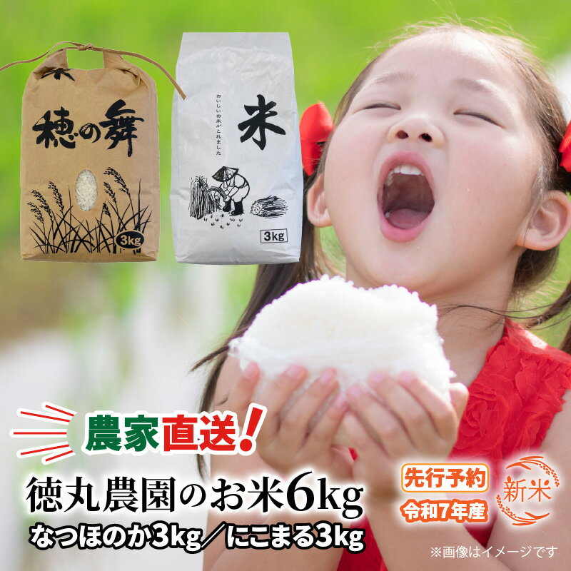 【ふるさと納税】令和7年産 新米 先行予約 なつほのか にこまる 各3kg 計6kg 白米 クリーン精米 大分県産 お試し 食べ比べ 農家直送 徳丸農園