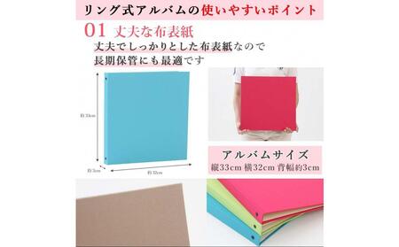 ポケットアルバム 薄型スリム 300枚 アクアブルー リング式 写真アルバム