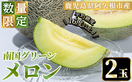 数量限定！鹿児島県産南国グリーンメロン(2玉・約1.5kg) 数量限定 メロン フルーツ 青肉 果物 くだもの 果実 国産 九州産 鹿児島県産【松永青果】akn053-03