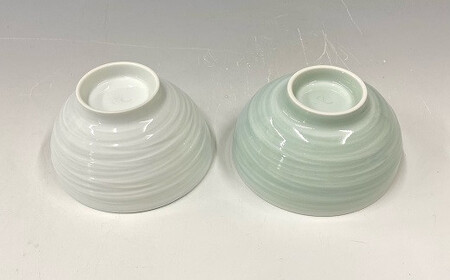 中仙窯 有田焼 白磁・青白磁飯碗セット お茶碗 夫婦茶碗 ペア （中尾純作） お茶碗 おちゃわん 食器 器  30000円 3万円 A30-658