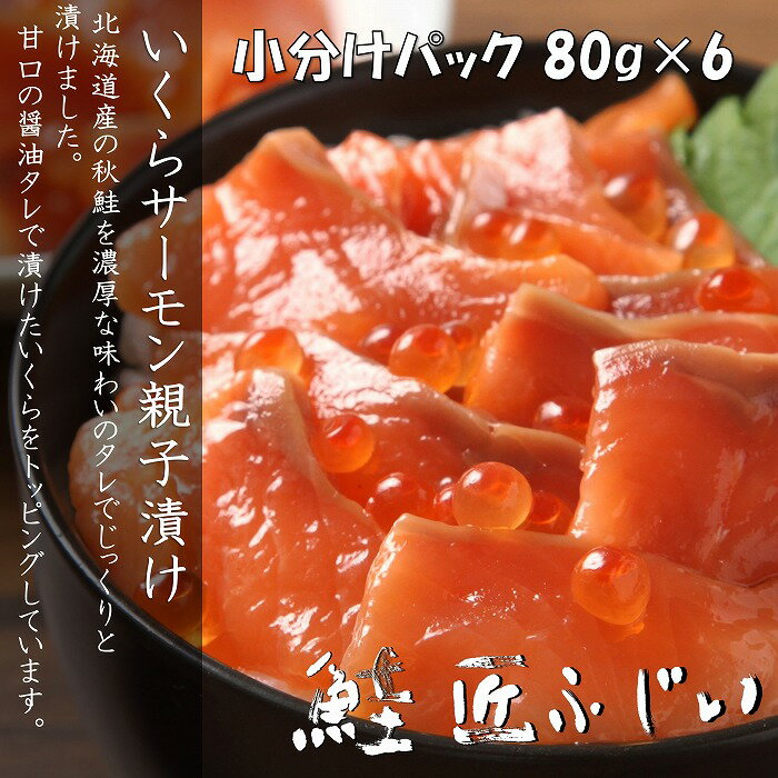 【ふるさと納税】 ＜鮭匠ふじい＞ いくら・サーモン親子漬け 80g × 6P ( 小分け ) 海鮮丼 サケ さけ しゃけ シャケ イクラ 醤油 醤油漬 醤油漬け 魚卵 鮭卵 お取り寄せ グルメ 海鮮 北海道 根室市 ふるさと納税 A-42130