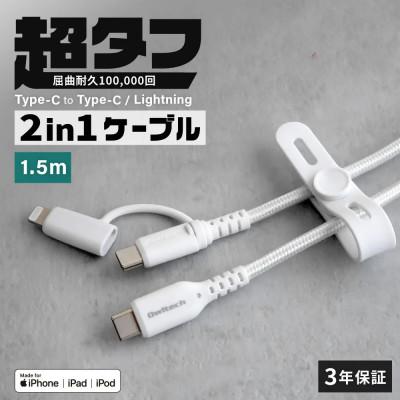 ふるさと納税 海老名市 PD60W充電/データ転送 USBType-CtoType-C/Lightning2in1ケーブル