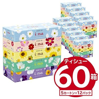 ふるさと納税 可児市 エリエール i:naイーナ ティシュー 150W5P×12パック 箱 ボックス ティッシュペーパー