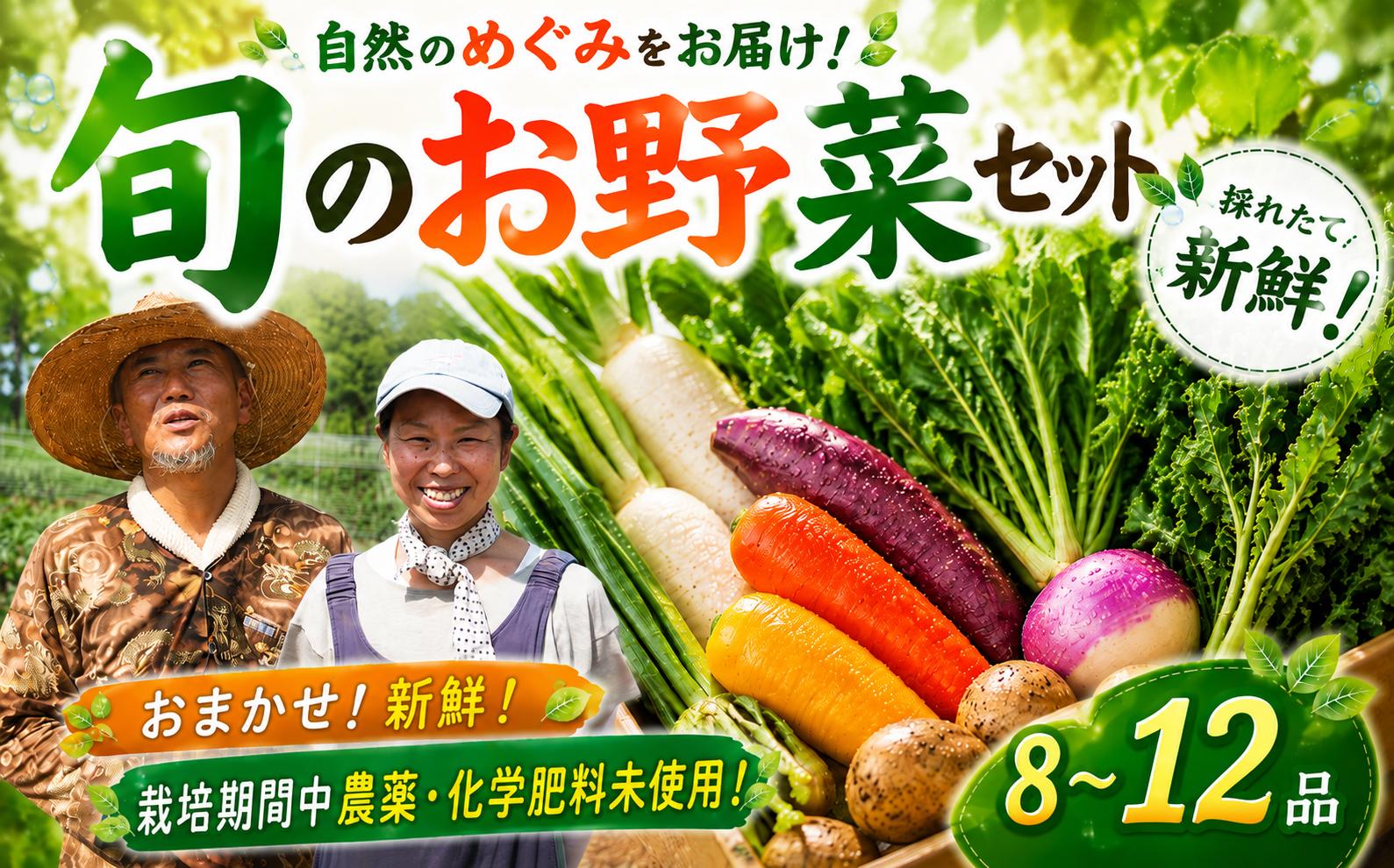 
                  野菜セット 8~12品種 野菜 セット やさい やさいセット 詰め合わせ 詰合せ 野菜詰め合わせ 野菜詰合せ おやさい 栽培期間中 農薬不使用 春野菜 夏野菜 秋野菜 冬野菜 旬 美味しい おすすめ 新鮮 やさいせっと 産地直送 千葉 香取 農園 和楽志 千葉県 香取市 WGS002
                
