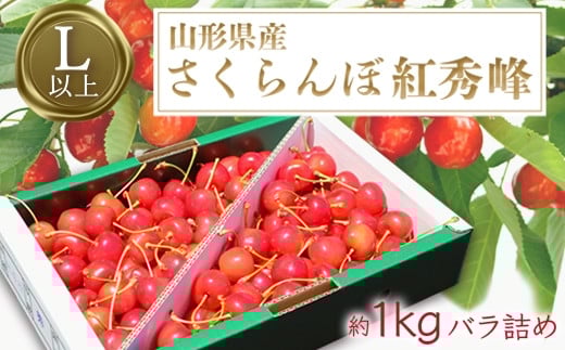 【2026年発送】「秀品」さくらんぼ紅秀峰1kg（L玉以上・化粧箱・バラ詰）_H043(R8)