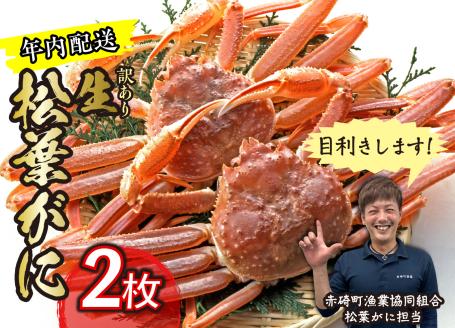 5.（訳あり）松葉ガニ（生なま）2枚【年内配送】※着日指定不可※北海道、沖縄、一部離島への配送不可《ずわいがに　かに　カニ　蟹》