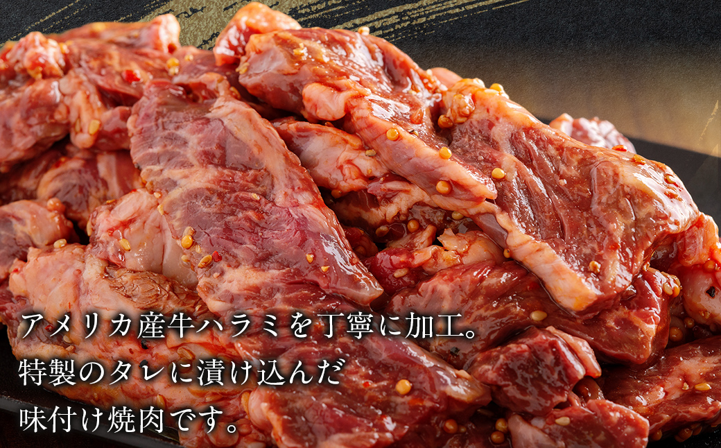 【3か月定期便】牛ハラミ味つき焼肉用 1kg (500g×2) MROBM047
