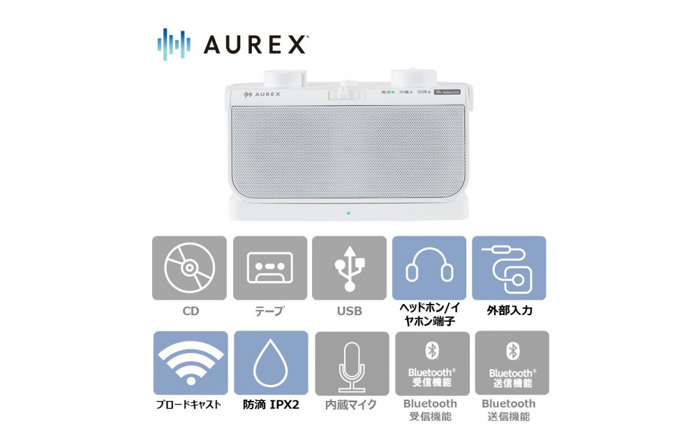 AUREX テレビ用スピーカー（ワイヤレス）AX-WST21(W) 141305_KV171