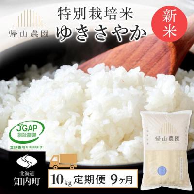 ふるさと納税 知内町 【令和8年産新米先行受付】【9カ月定期便】特別栽培米産地直送 ゆきさやか 10kg 帰山農園