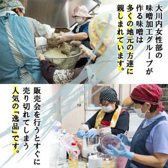 i345 鹿児島県出水市産の大川内麦味噌(1kg×3袋・計3kg)と豚味噌(180g×4個・計720g)のセット！【大川内地区コミュニティ協議会】