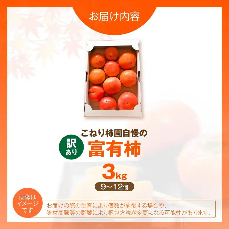 【先行受付】 訳あり 富有柿 3kg こねり柿園自慢の富有柿 _KNR0708