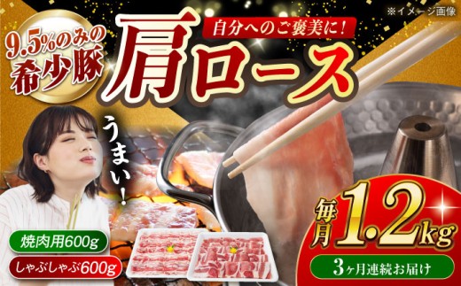 【月1回約1.2kg×3回定期便】大西海SPF豚 肩ロース（焼肉＆しゃぶしゃぶ用）計約3.6kg 長崎県/長崎県農協直販 [42ZZAA065]