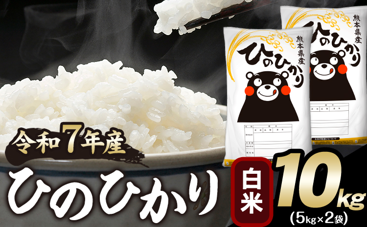 令和7年産 ひのひかり 白米 10kg 《1-5日以内に出荷予定(土日祝除く)》 白米 精米 熊本県産(南阿蘇村産含む) 単一原料米 南阿蘇村---mna_hn7_s_22000_10kg_h---