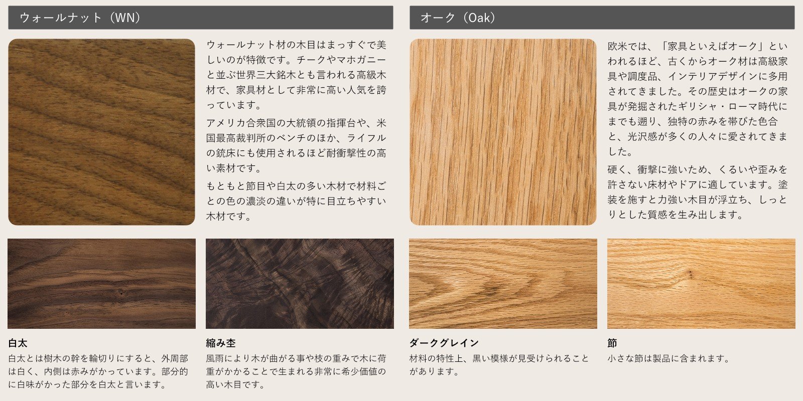 WN/ウォールナットまたはRO/レッドオークからお選びください。