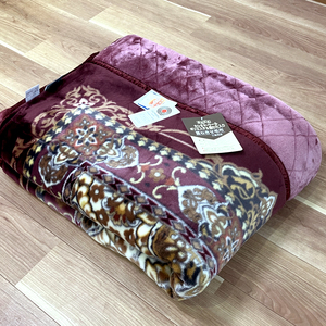 カシミヤ・ウール混わた入り 新合繊アクリル マイヤー毛布 シングル 1枚 ワイン、紺 N-CAK-152