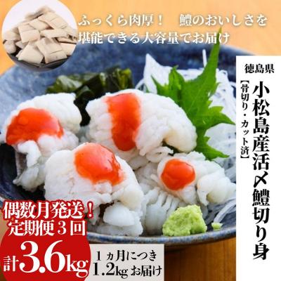 ふるさと納税 小松島市 定期便 偶数月 3回 鱧 ハモ 切り身 計 3.6kg 1.2kg × 3ヵ月 冷凍 国産 魚介