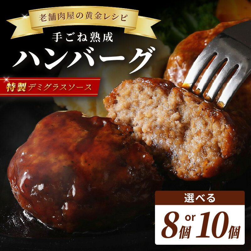 【湯煎で簡単調理】老舗肉屋の熟成ハンバーグ/特製デミソース10個