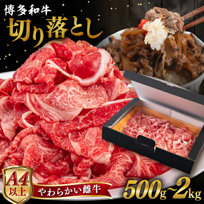 【ふるさと納税】【A4/A5等級】博多和牛 切り落とし 【内容量選べる】 500g / 1kg / 2kg 糸島市 / ヒサダヤフーズ[AIA046] 黒毛和牛 冷凍配送