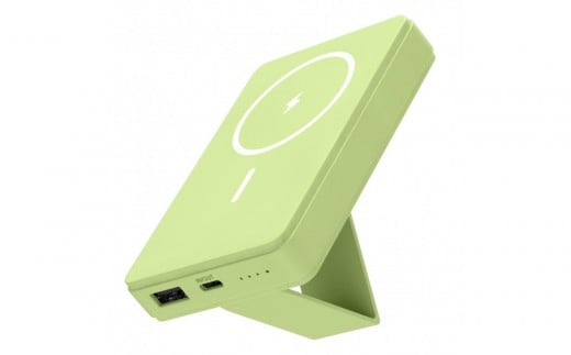 モバイルバッテリー 5000mAh MagSafe対応 ワイヤレス充電器【ピクニックグリーン】