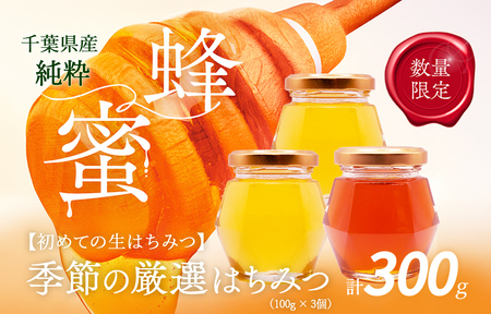 千葉県産「厳選純粋はちみつ」100g×3個【ランダムにセレクト】 X010