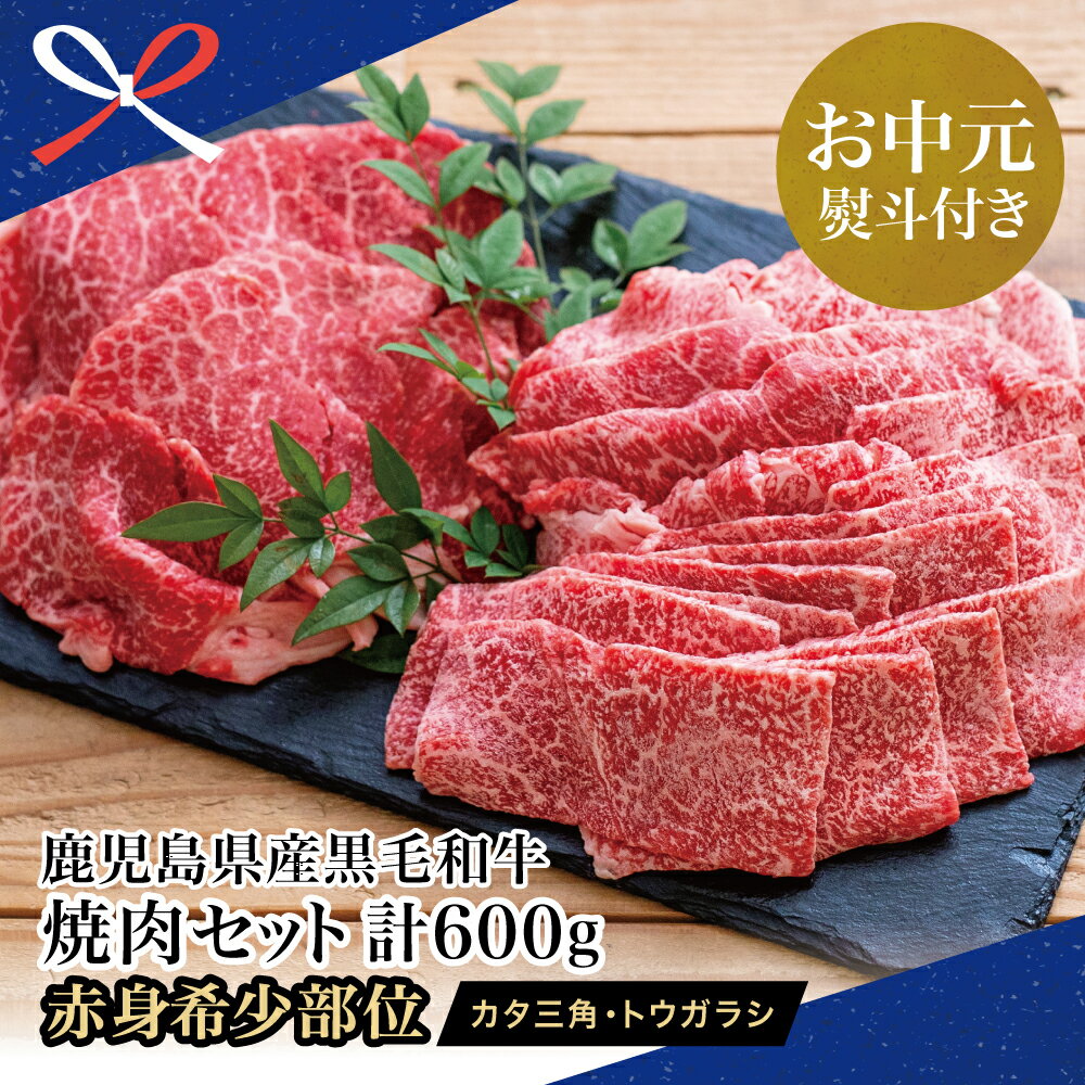 【ふるさと納税】【お中元ギフト】鹿児島県産黒毛和牛 焼肉用 計600g 赤身希少部位2種セット 数量限定 冷凍 スターゼン 国産 高級 焼肉 BBQ 焼き肉 焼肉セット 小分け 食べ比べ 南さつま市 贈り物 夏ギフト 贈答用 送料無料 のし対応 お中元熨斗付き