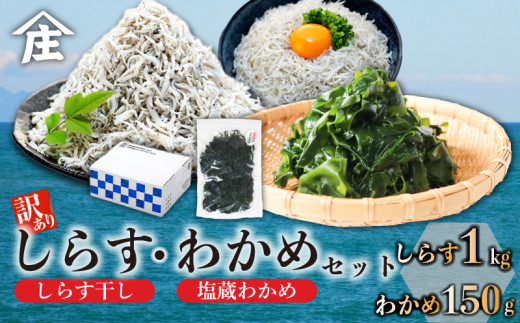 訳ありしらす干し 塩蔵わかめ セット 合計1.15kg ( 訳ありしらす干し 1kg 塩蔵わかめ 150g ) 訳あり 冷凍 しらす干し 塩蔵 わかめ チャック付き ごはん お味噌汁 丼 パスタ チャーハン サラダ 魚 料理 愛知県 南知多町 師崎 小魚 魚貝 魚貝類 しらす シラス 海鮮 しらす丼 おすすめ 大人気 南知多産しらす 愛知県産しらす ワカメ 南知多産わかめ 愛知県産わかめ