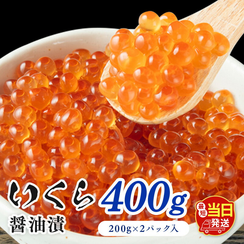 【ふるさと納税】鮭いくら 北海道 いくら 醤油漬け 400g （200g×2P入）最短当日発送 小分け 鮭 イクラ 醤油いくら 大粒 つまみ おつまみ ご飯のお供 魚卵 海鮮丼 手巻き寿司 イクラ丼 寿司 寿司ネタ 冷凍 留萌 おせち