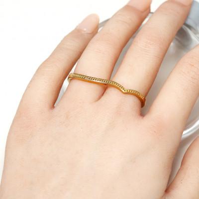 ふるさと納税 大津市 【K18イエローゴールド】お洒落なダブルフィンガーリング　2本指にはめるミルグレインデザインの指輪 |  | 02