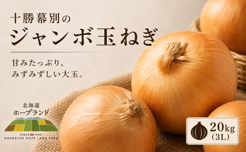
                  十勝幕別のジャンボ玉ねぎ20kg（3L）【北海道ホープランド農場】 [№5749-1160]
                