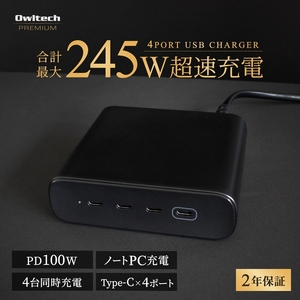 高速充電 最大4台 充電 AC充電器 タイプC 急速充電 Owltech 