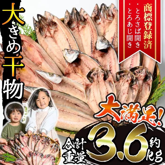 干物 大きめ干物詰め合わせ 約3.6kg あじ さば【みのだ食品】 No.406-B