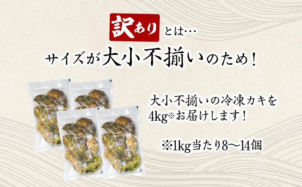 【受付再開時寄附額確認要】【訳あり】長崎県産 冷凍 カキ 4kg（1kg×4袋）(シェルナイフ付)