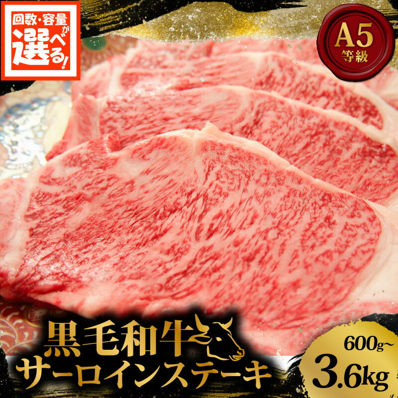 【ふるさと納税】 黒毛和牛 サーロインステーキ 600g-3.6kg 選べる 容量 定期便 和牛 国産 牛 肉 お肉 牛肉 霜降り 赤身 A5 等級 サーロイン ステーキ 高級 小分け 200g 3枚 5枚 9枚 10枚 18枚 冷凍 人気 お取り寄せ ギフト 贈り物 プレゼント 歳暮 お祝い 贈答 大阪 松原