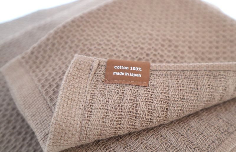 G1980 【ソフトハニカム】泉州南部織 ミニバスタオル 10枚（ブラウン）+ソフトハニカム織ハーフハンカチ1枚