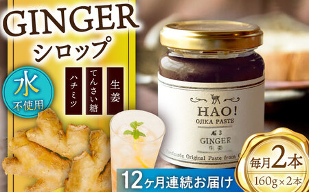 【全12回定期便】HAO！ジンジャーシロップ 2本 （160g/本)  ジンジャー 生姜 ジンジャーエール シロップ スパイス  常温  [DAA018]